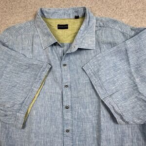 Rochester 100% Linen Shirt Mens 3XLT‎ Heathered Blue Camp Casual Outdoor Beach